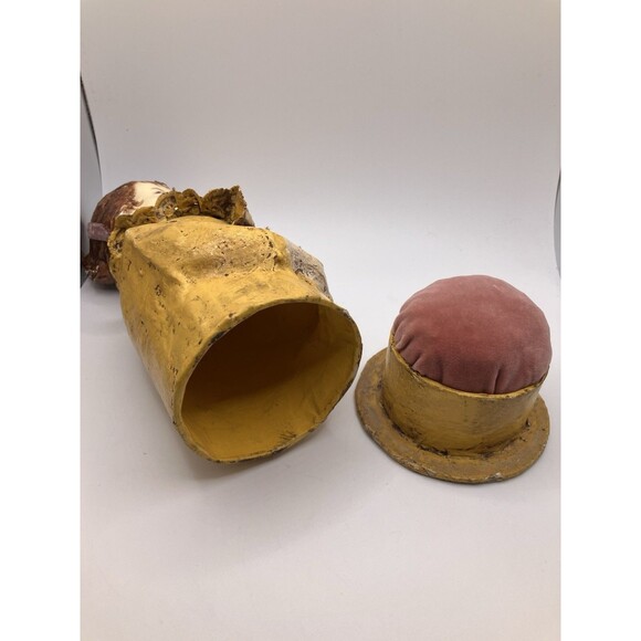 Mid Century Pin Cushion Antique Head Folk Art Paper Mache Sergios Mexico - READ - Picture 4 of 7